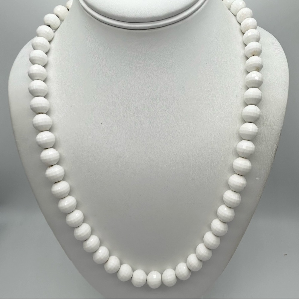 Monet Vintage White Faceted Beaded Necklace